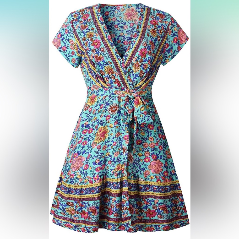Beautiful summer dress, flowy, blue boho
